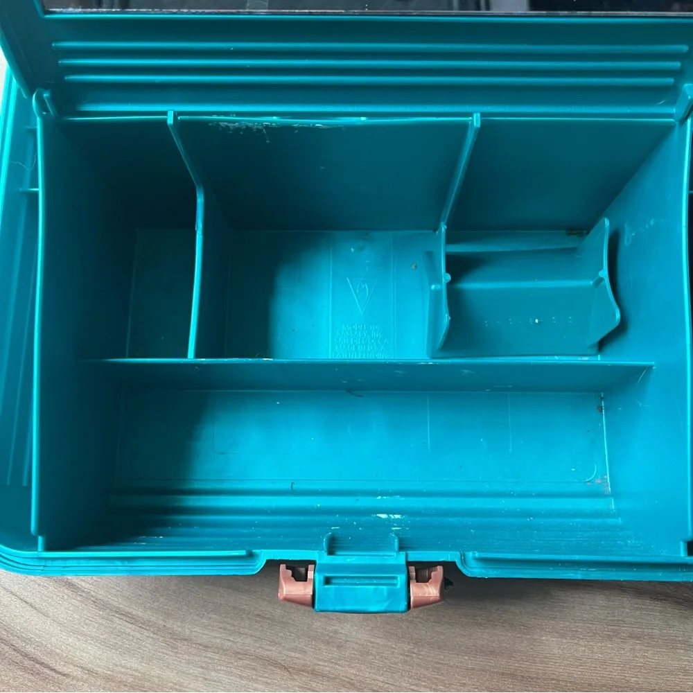 Vintage 1990s SASSABY Green/Teal Make Up Storage Case Jewelry Box‎ Organizer